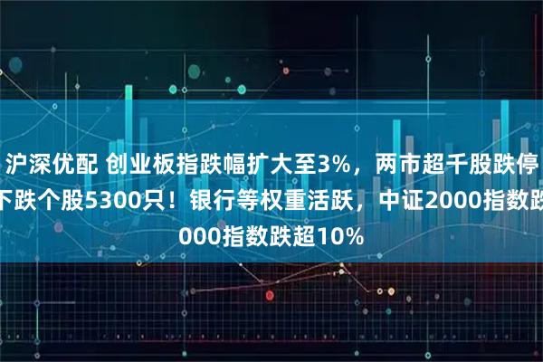 沪深优配 创业板指跌幅扩大至3%，两市超千股跌停，三市下跌个股5300只！银行等权重活跃，中证2000指数跌超10%