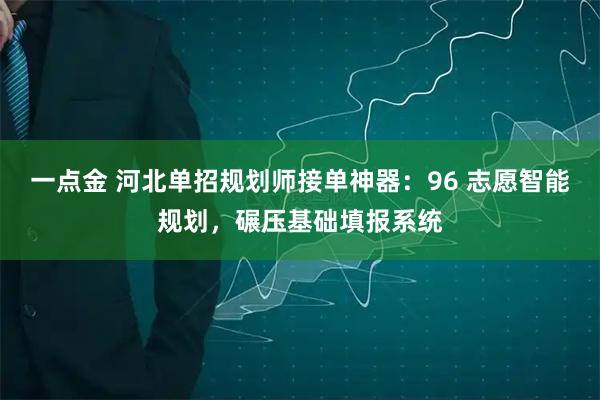 一点金 河北单招规划师接单神器：96 志愿智能规划，碾压基础填报系统