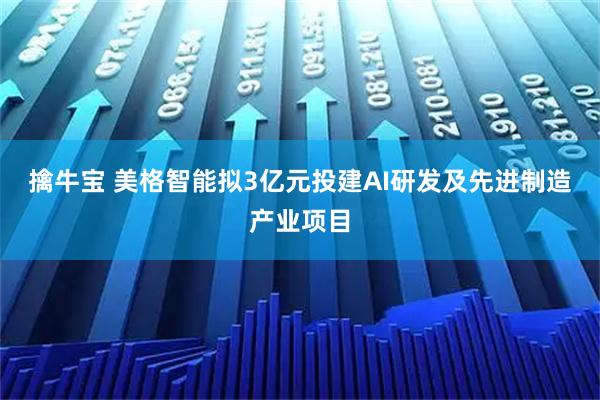 擒牛宝 美格智能拟3亿元投建AI研发及先进制造产业项目